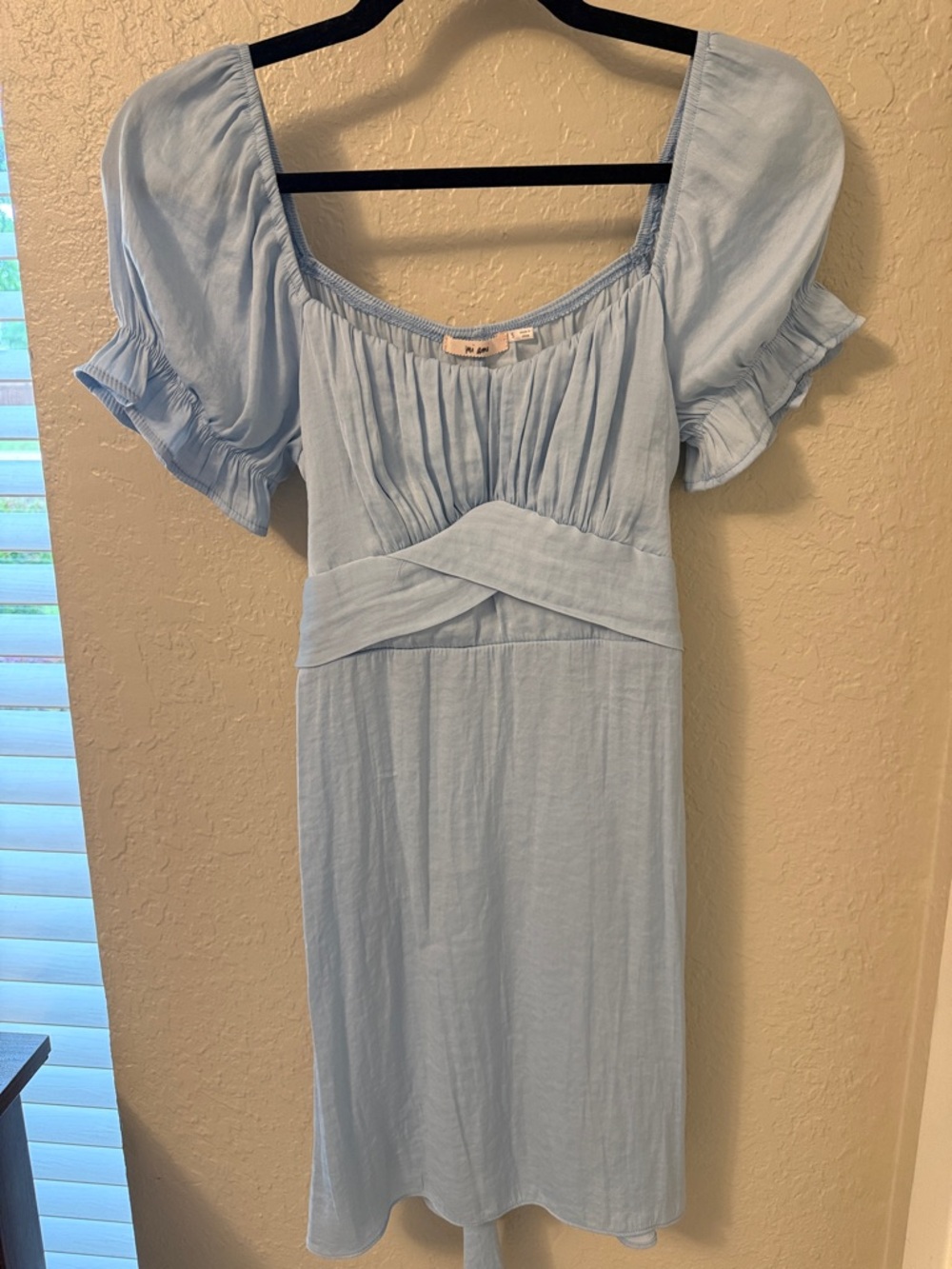 Light Blue Women's Square Neck Midi Dress